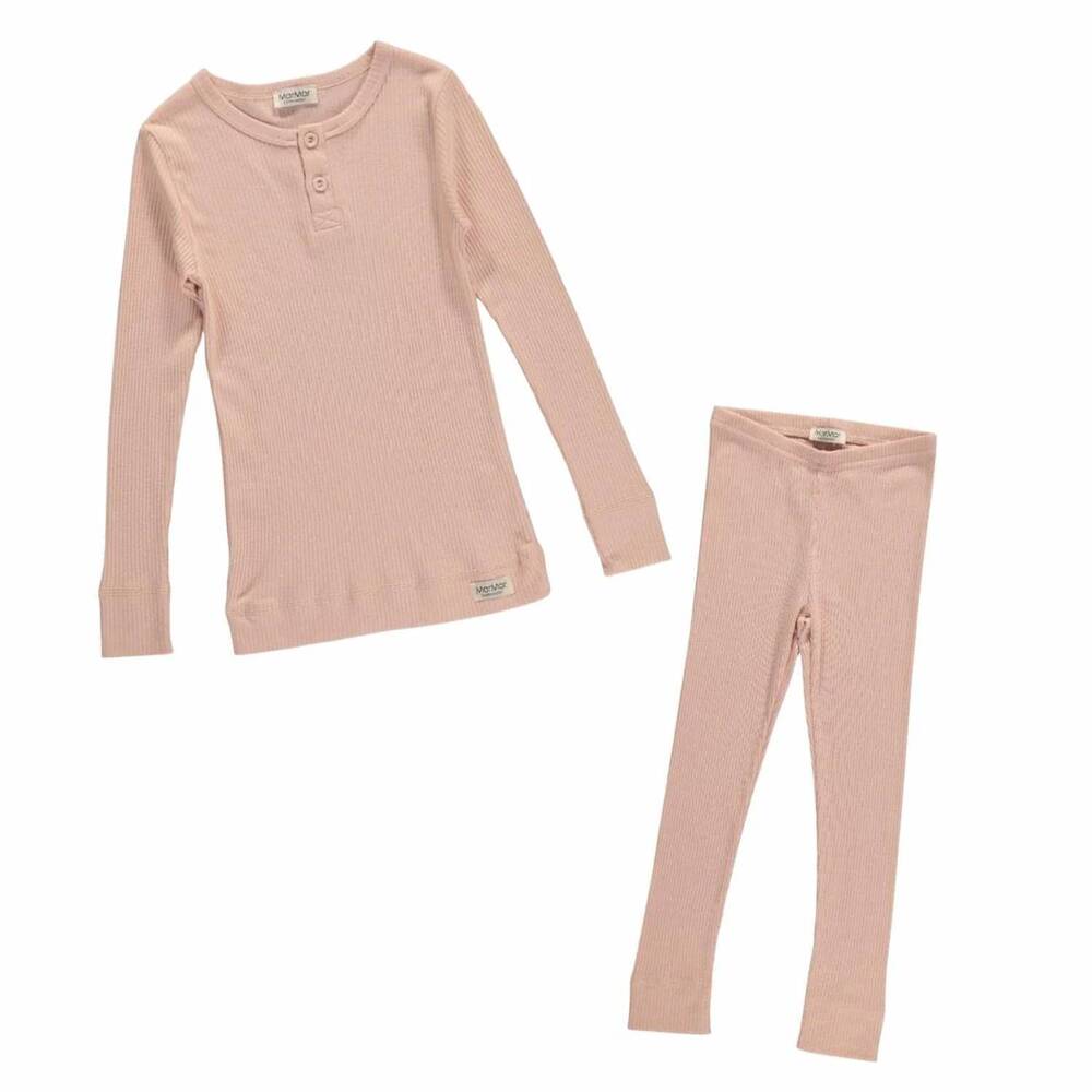 NEW MARMAR COPENHAGEN kid's long sleeve ribbed henley set in pink